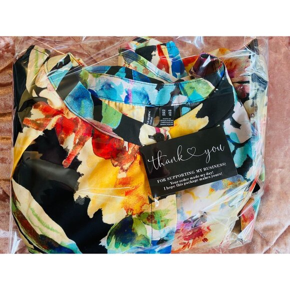 Vero Moda Curve  size 16 Floral Silk Blend Button-Up Dress W/ Billowy Sleeves - Picture 8 of 10